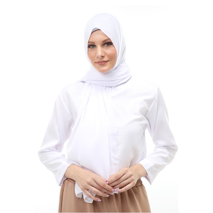 Cindy Hijab Pashmina Panjang Wanita Motif Polos Relaxed Fit - White