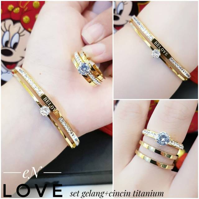 Set Titanium Gelang dan Cincin