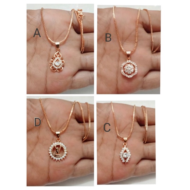 DAC02. Kalung xuping wanita lapis emas dgn mata zircon ukuran 45 cm itali