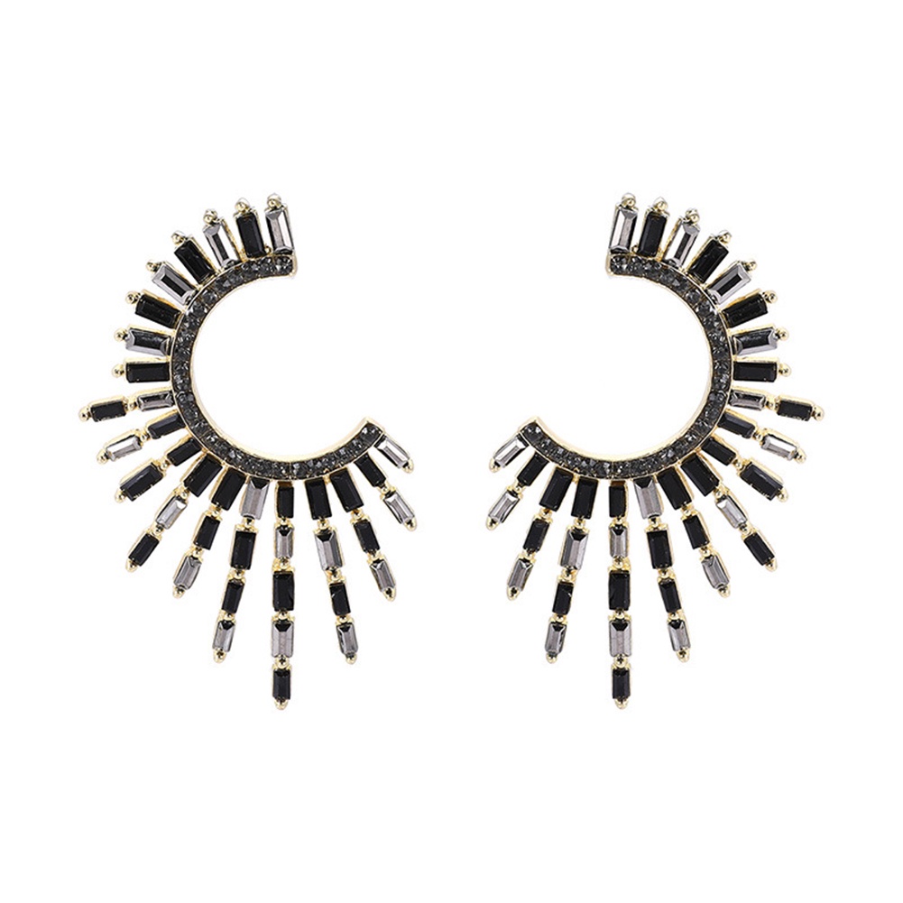 Hu Hu Hu Hu Hu Alat Bantu Pasang Kacamata♡ Anting Tusuk Bentuk C Desain Bunga Matahari Aksen Berlian Imitasi Untuk Wanita