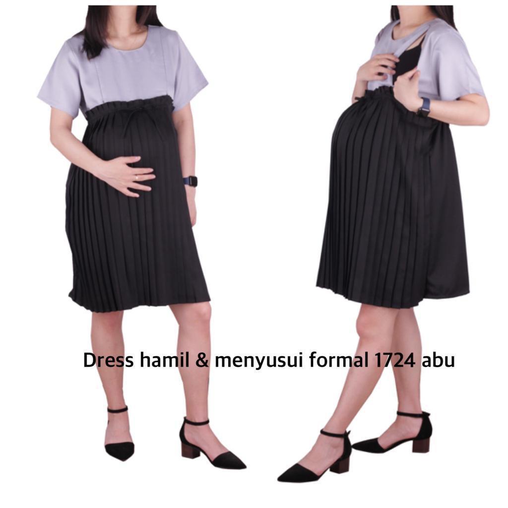 Baju hamil Dress Plisket Formal Hamil Menyusui 1724