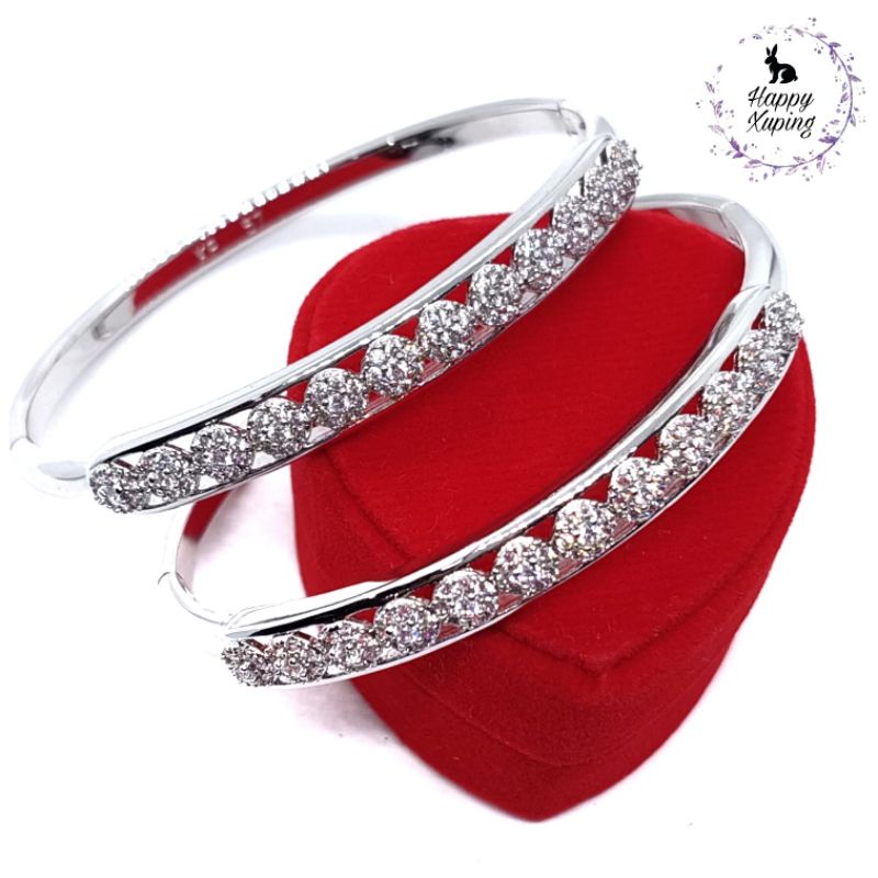 GELANG TANGAN XUPING ASLI TITANIUM FASHION KOREA LAPIS-EMAS MODEL BANGKOK MATA BULAT FULL XUPING ORI