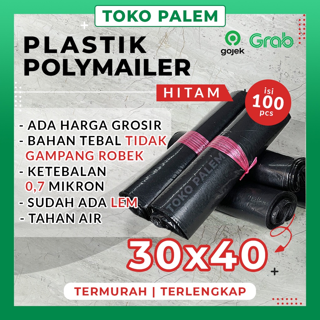 

POLYMAILER / PLASTIK PACKING PE SIZE 30x40CM / ISI 100 LEMBAR HITAM