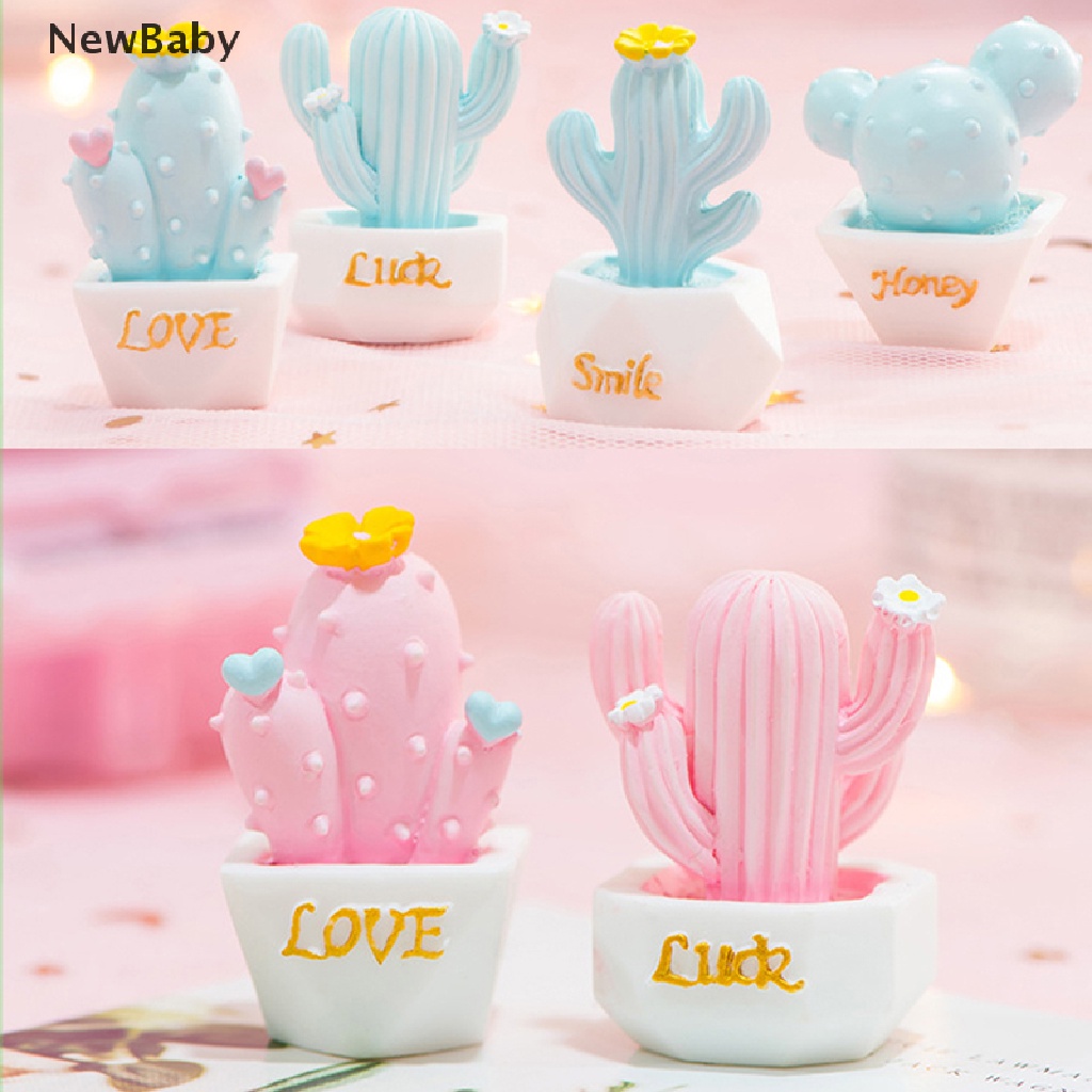 Newbaby 10pcs Miniatur Kaktus Bahan Resin Untuk Dekorasi