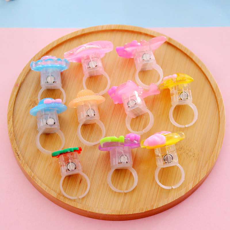 Shine Glow In The Dark Mainan Anak Anak 10Pcs/Set Bercahaya LED Flash Kartun Hewan Lem Lembut Rings