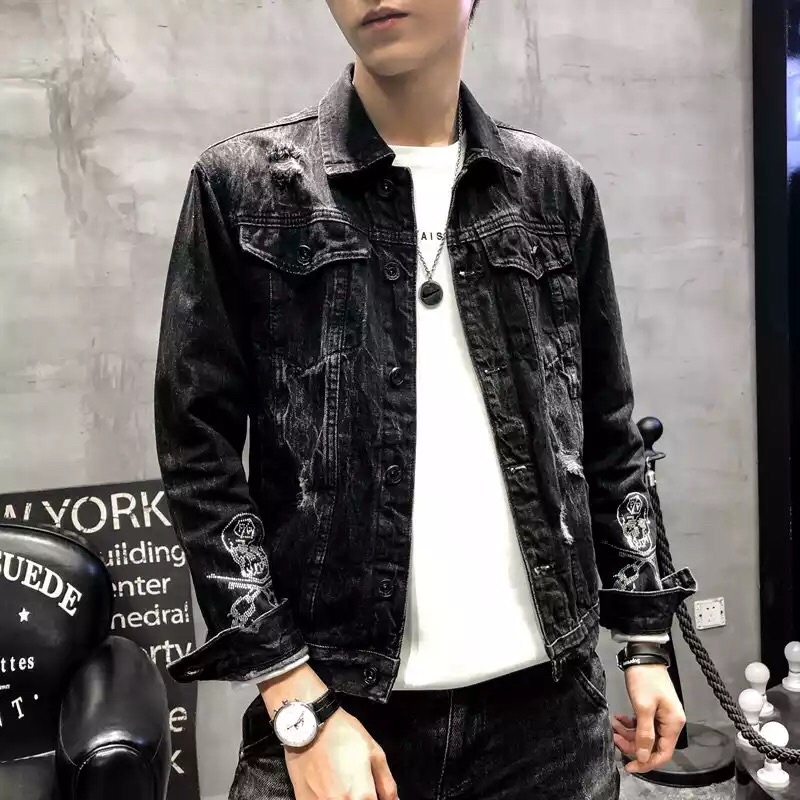 JAKET JEANS LUXURY IMPORT PRIA ASIA EROPA KOREA AMERIKA DARK SKULL