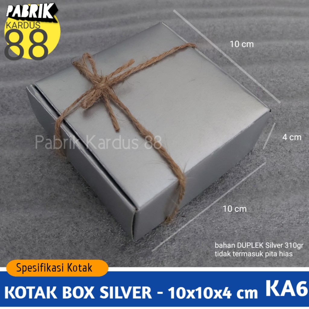 

ISI 36 BIJI kotak kado murah silver 10x10 ka6 | kardus box dus souvenir aksesoris