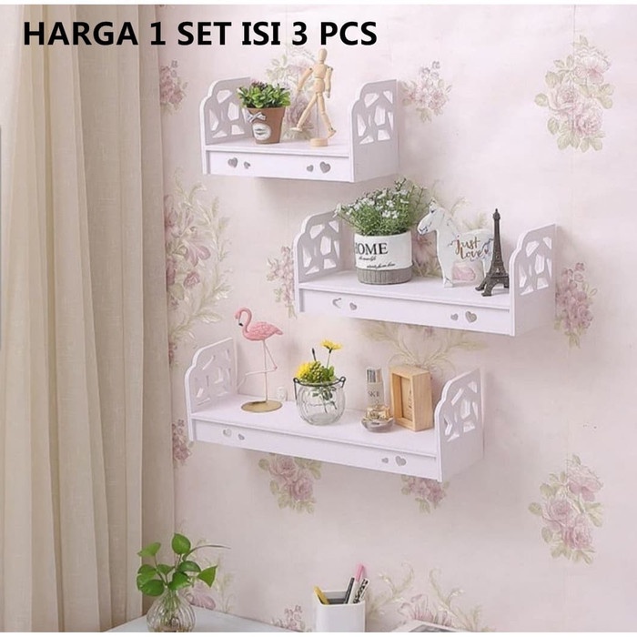 Rak Dinding VINTAGE 1 set isi 3 Pcs Tempel Susun Murah Decorative Hiasan Dinding Storage