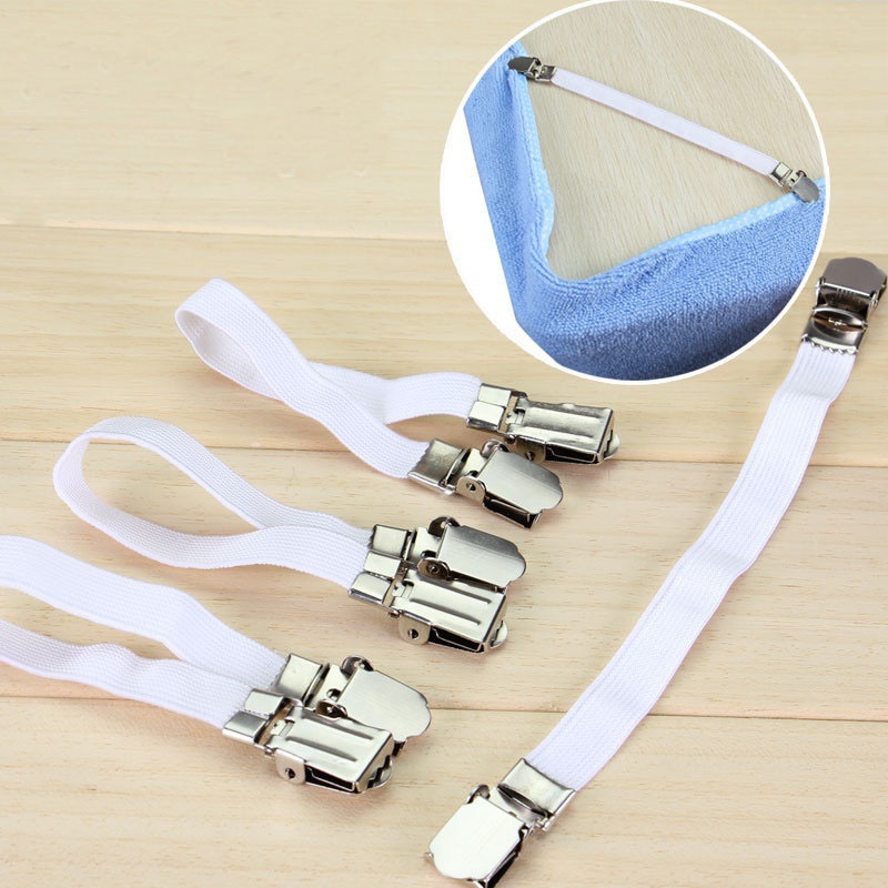 Penjepit Clip Sprei Kasur Elastic Band Holder Gripper 4 PCS - 200TC - White