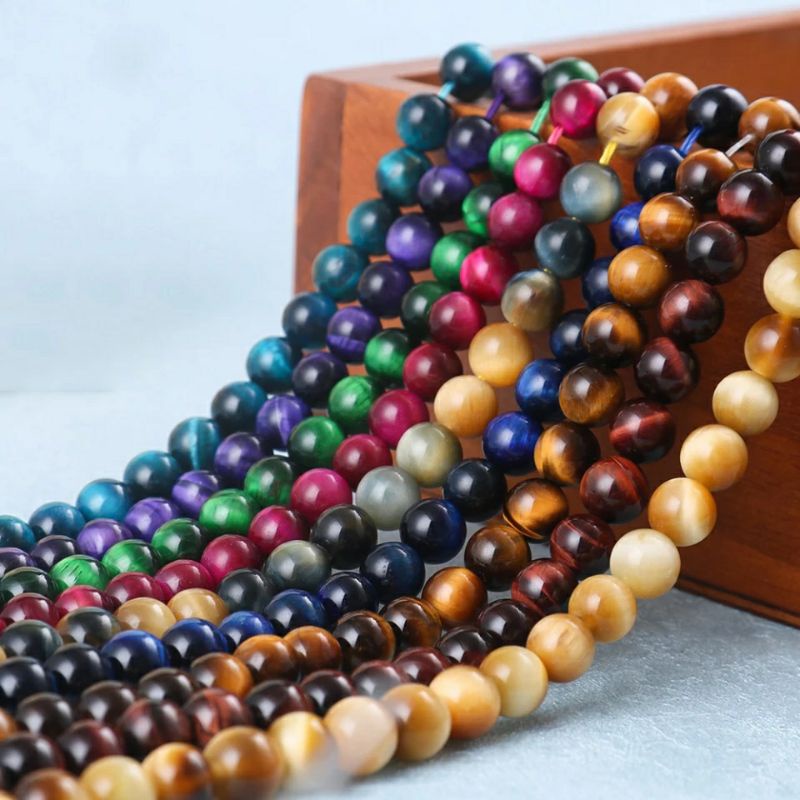 Batu Alam Tiger Eye Beads Bahan Gelang Batu Tiger Eye Manik Manik Craft Manik Batu Mata Harimau