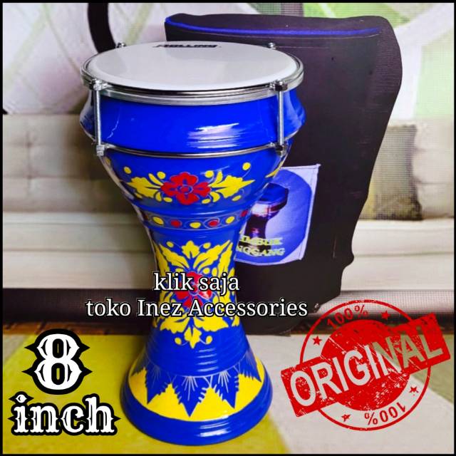 Gendang tumbuk marawis 8 inc Rolling putih