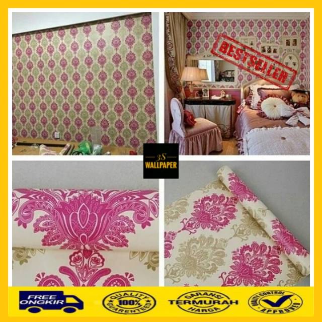 Wallpaper Dinding Batik Pink Gold Wallpaper Wallpaper Dinding Wall Sticker Shopee Indonesia