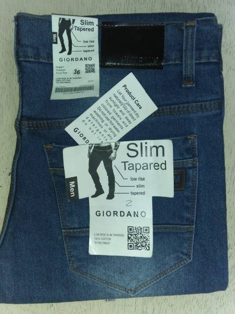 Celana jeans Pria Biru wash slim fit