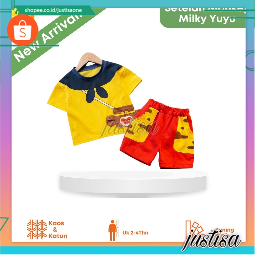 Promo !! Setelan anak trendy / setelan monkey milky yuyu import ukuran 2-4tahun / Setelan baju anak cowok