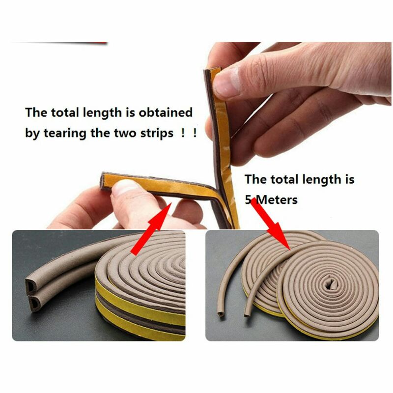 Lis Strip Pintu Door Noise Insulation Rubber Dusting Sealing D Tape 9x6mm 10Mtr kk-062