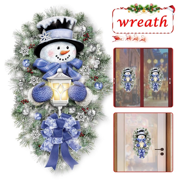 [Christmas Products]  Christmas Snowman Village Wreath Decorations Paste Window Paste Stickers