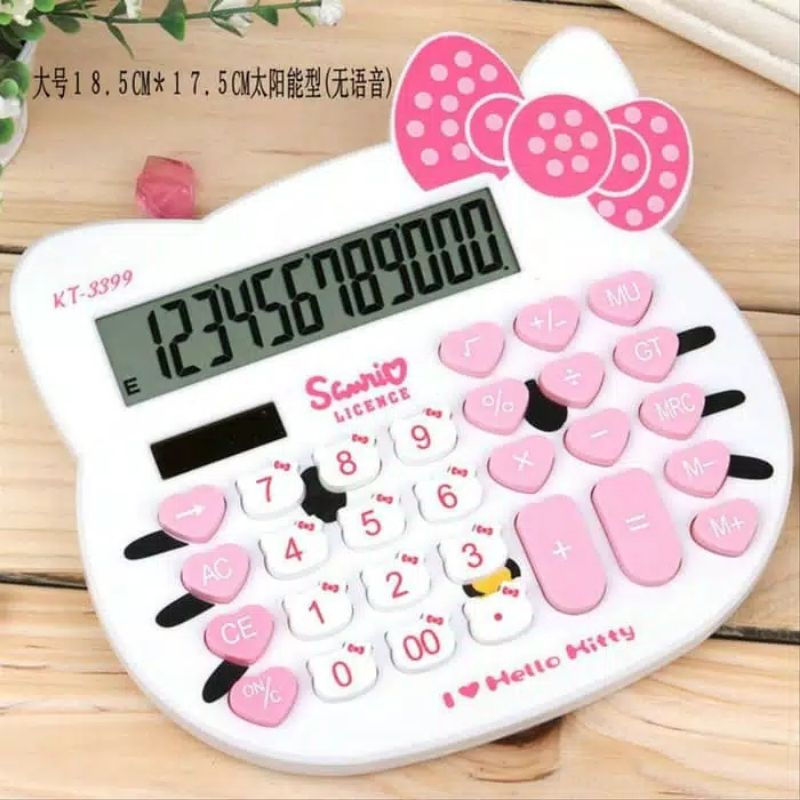 kalkulator HELLO KITTY jumbo 12digit KT3399 CALCULATOR HELLOKITTY besar pink White putih