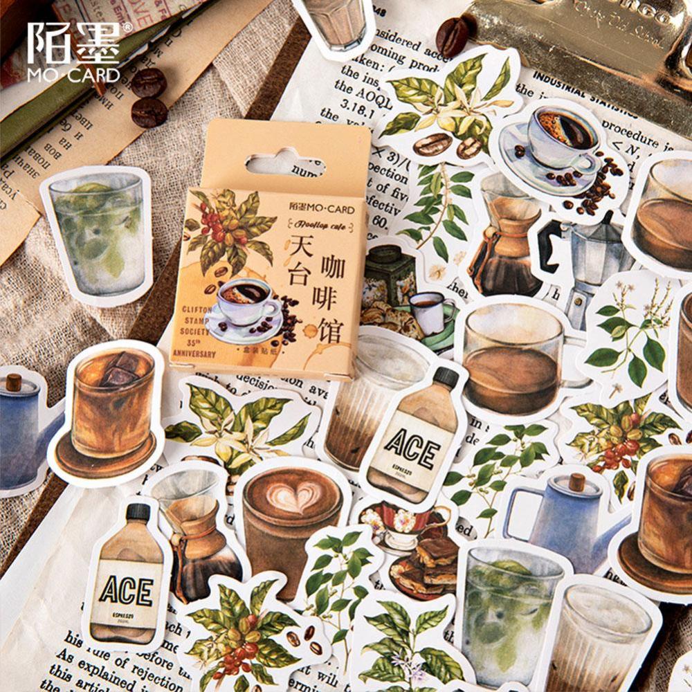 Timekey 46Pcs / Box Stiker Dekorasi Kafe / Atap / Jurnal / Scrapbook / Handphone A7K2