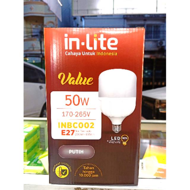 Garansi 1 TAHUN. Lampu LED in lite 50 watt putih /kuning