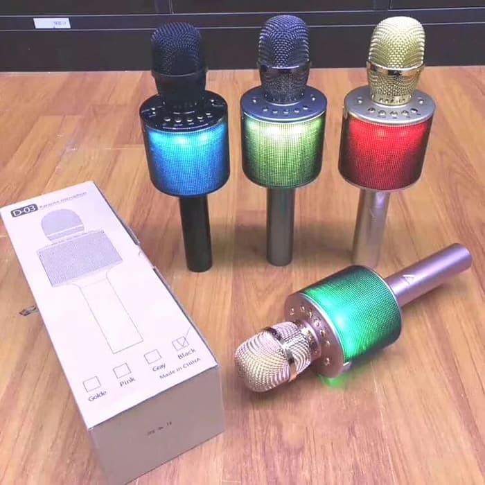 Mic Karaoke KTV LED Microphone Smule Wireless Bluetooth WSTER D03 D-03