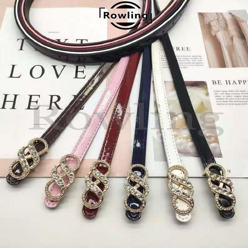 (Rowling)Ikat  Pinggang Wanita Polos 8 THIN KECIL Fashion Kulit PU Gasper Sabuk Cewek Import