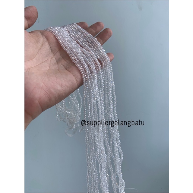 Crystal Ceko Doft 2mm WHITE QUARTZ putih bening manik bakpao rondele