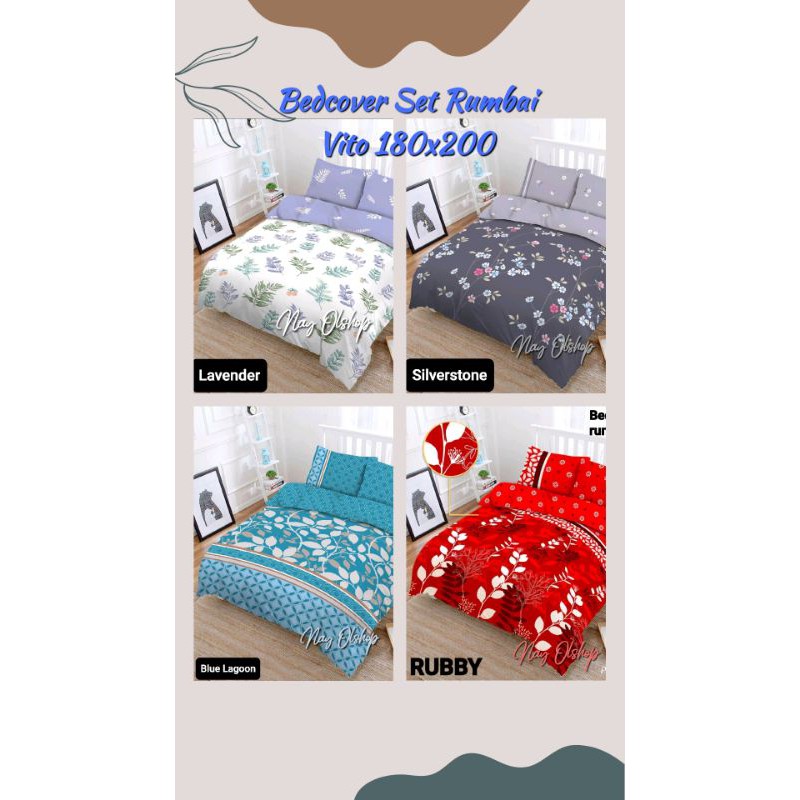 Bedcover Set Vito ( Rumbai ) 180x200 Lavender , Silverstone , Rubby , Blue lagoon