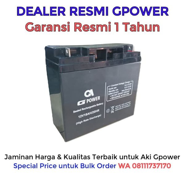 Solusi Aki UPS Gpower 12V - 18ah. Batere UPS - Battery UPS - Accu UPS Terlaris