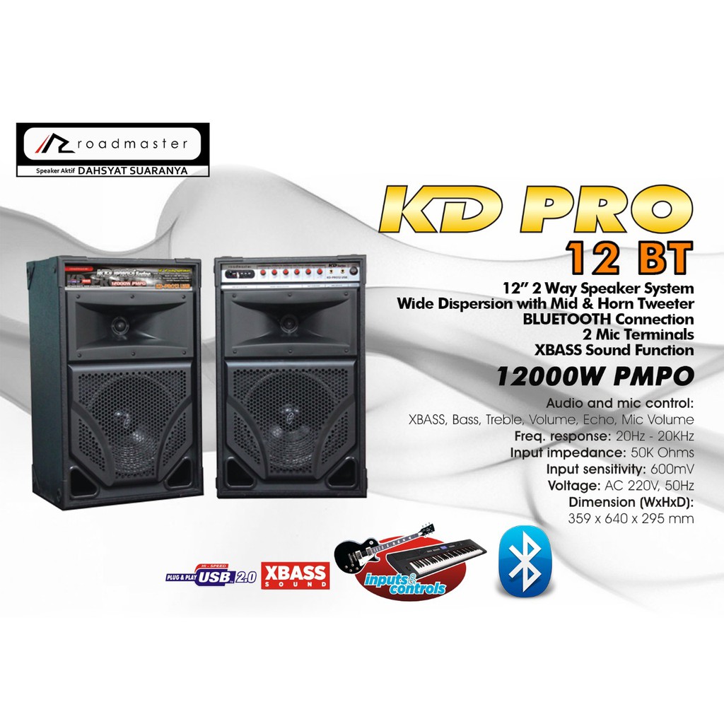 KHUSUS JATIM!! SPEAKER AKTIF ROADMASTER KD PRO 12 BLUETOOTH GRATIS SERVICE 12 BULAN