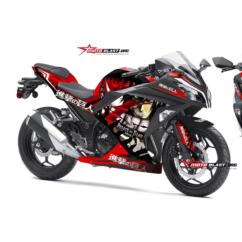 Decal Stiker Ninja 250R FI RED ANIME
