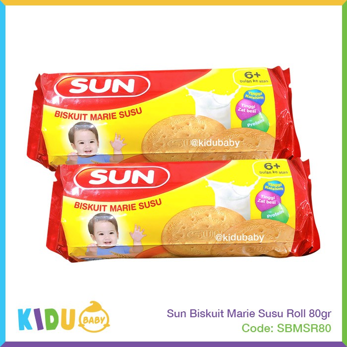 Sun Biskuit Marie Susu Roll 80gr &amp; 150gr Biskuit Bayi Cemilan Bayi &amp; Anak Sehat MPASI Kidu Baby