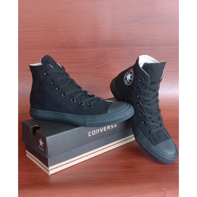 SEPATU CONVERSE FULL BLACK HIGH/SEPATU CONVERSE HITAM POLOS TINGGI/SEPATU ALL STAR HITAM POLOS TINGG