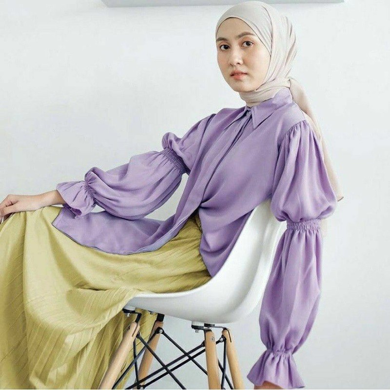 Top Blouse Paula lengan kerut balon