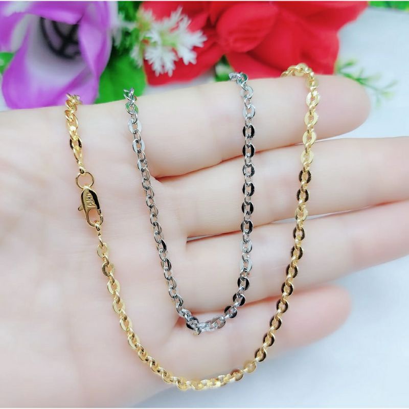 kalung Nuri kaca kecil 0.3mm gold n silver panjang 45cm