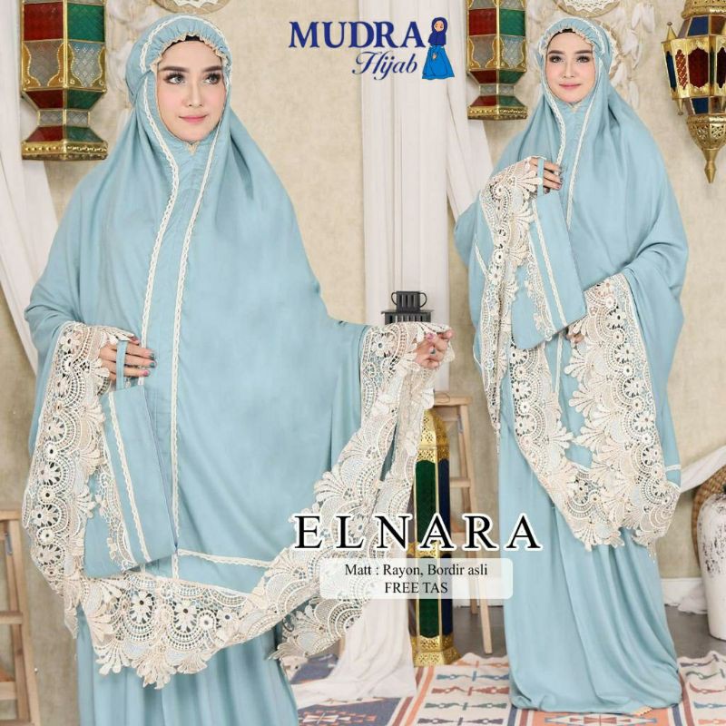 ELNARA MUKENA DEWASA, CANTIK DAN ANGGUN ORIGINAL MUDRA HIJAB, RAYON MIX BORDIR, RENDA IMPORT, ADEM