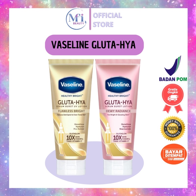 VASELINE GLUTA HYA SERUM BURST UV BODY LOTION 330 ML 200 ML HEALTHY BRIGHT / HAND BODY