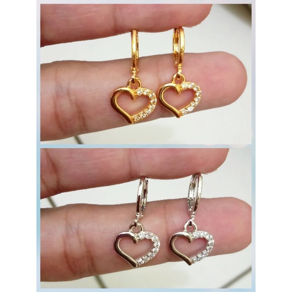 XJ-12.Anting LOVE xuping wanita dewasa berlapis emas dengan mata zircon Gold&amp; silver.