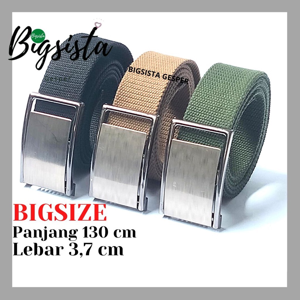 Ikat Pinggang Pria Katun Kanvas Ukuran Jumbo Kepala Polos Gesper Pria Tactical Bahan Kain Nylon Bigsize Sabuk Unisex Wanita oversize Sabuk Army