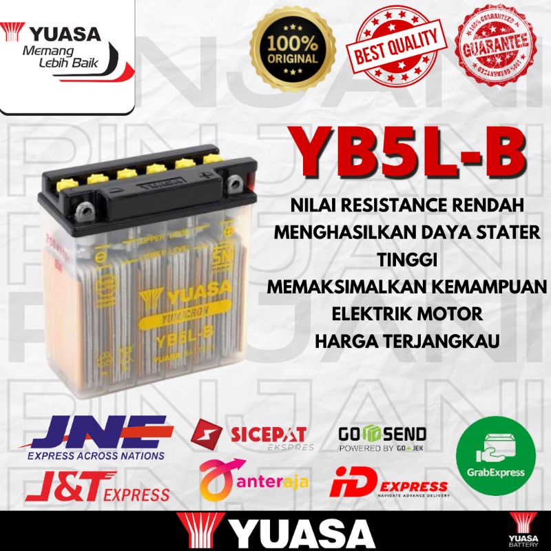 AKI YUASA ORIGINAL YB5L-B BASAH FOR MIO SPORTY/FIZ R/GRAND ASTREA - aki yuasa basah