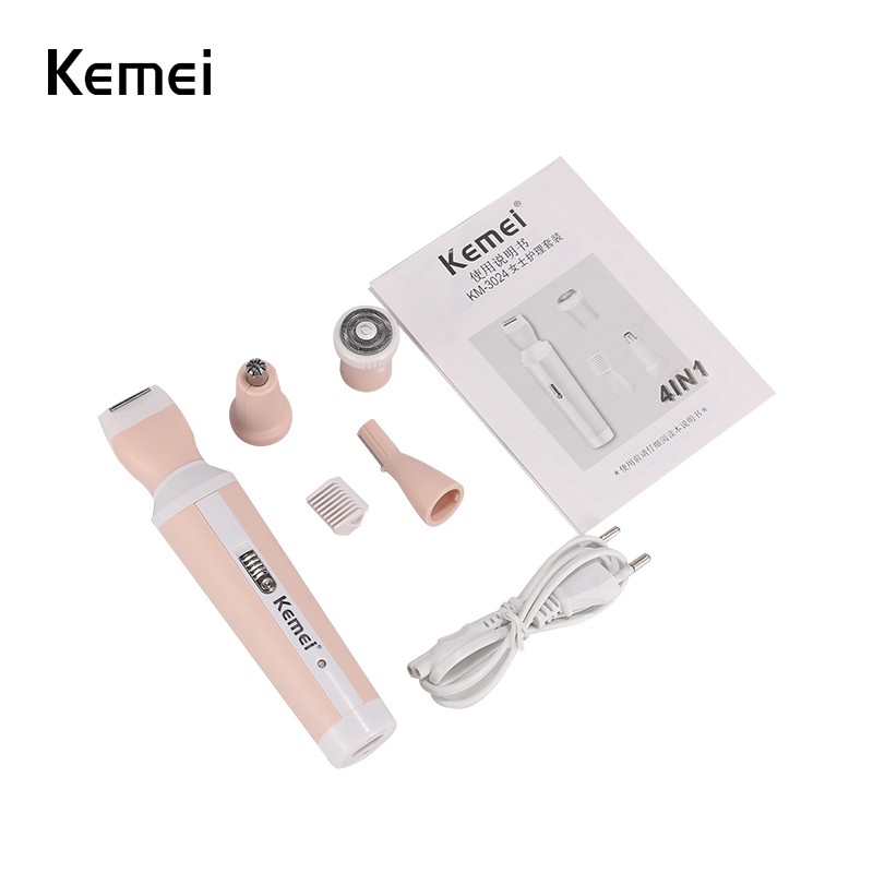 Kemei Km-3024 4 In 1 Alat Cukur Bulu Hidung Elektrik Untuk Wanita