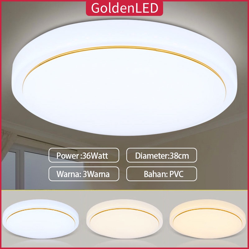 Golden LED Lampu Plafon 36W Hemat Energi Minimalis || Lampu Plafon LED 36W Hemat Energi Modern
