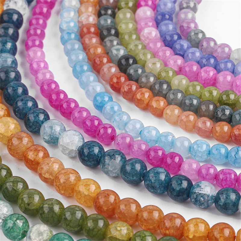 Manik-manik Kristal Frozen Warna-Warni Ukuran 6 / 8mm Untuk Aksesoris Perhiasan Gelang Kalung Dan Anting