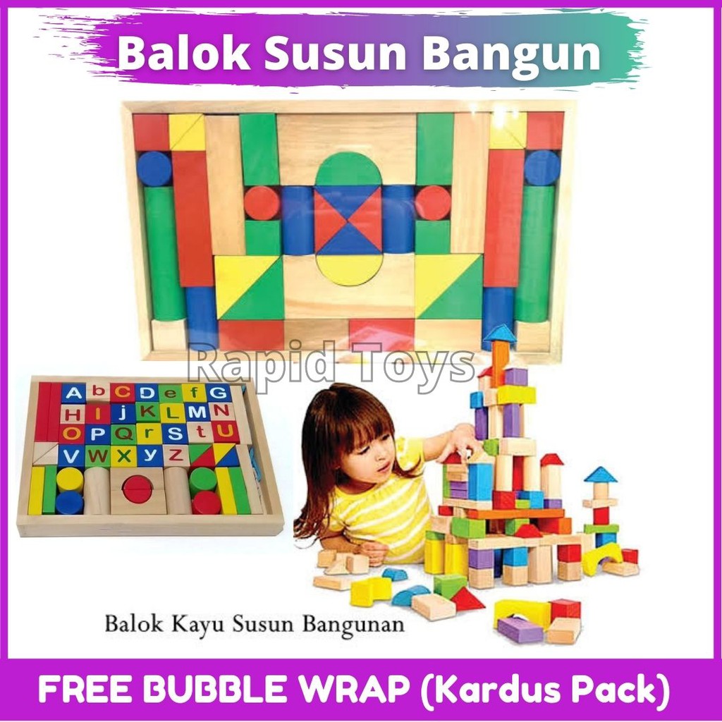 Balok Susun Bangun 26/30/34/Balok Bangun Dan Meronce Alphabet Bisa COD