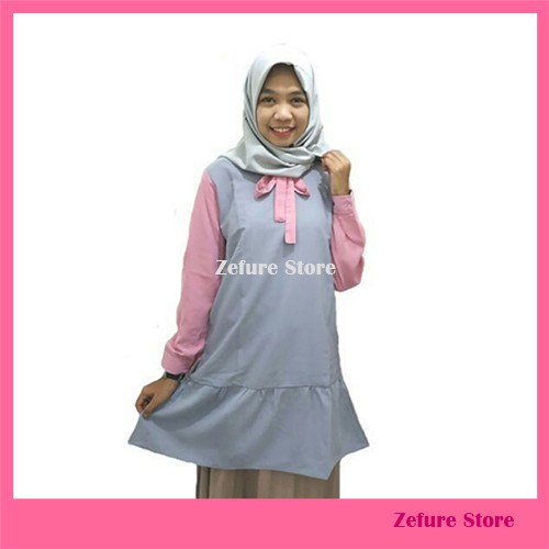 Atasan Muslim Wanita//Atasan Tunik Remaja Pink-Abu