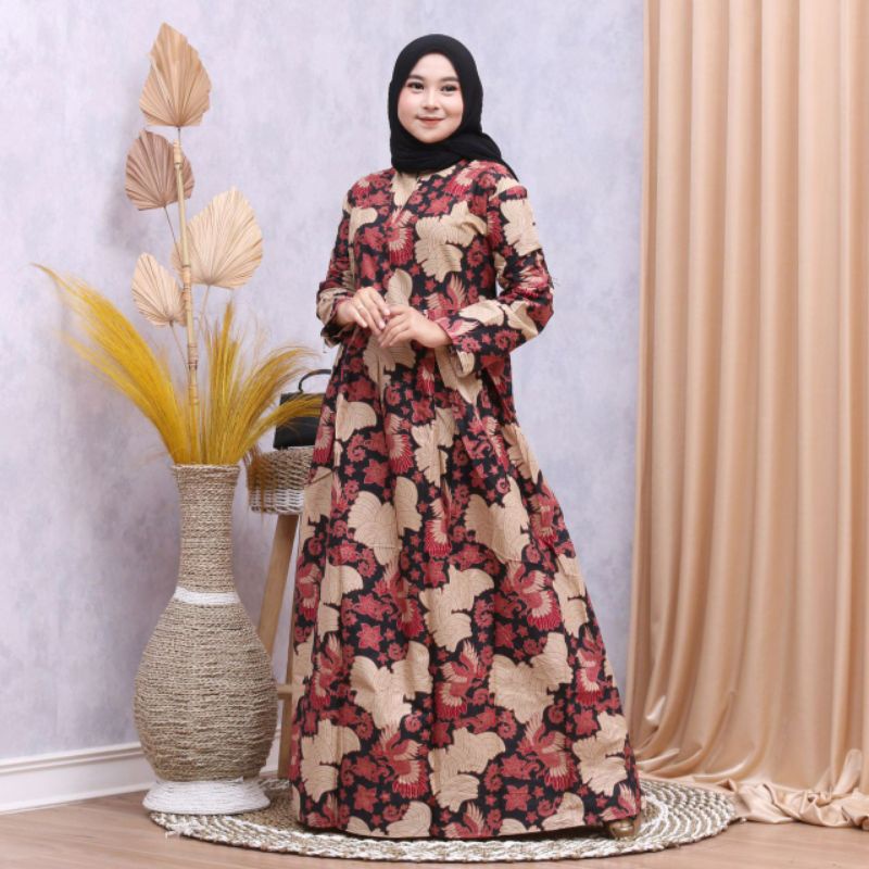 GAMIS BATIK MAURA Grosir laris GENES NAVBOR YELBOR WHITBOR CREAMBOR