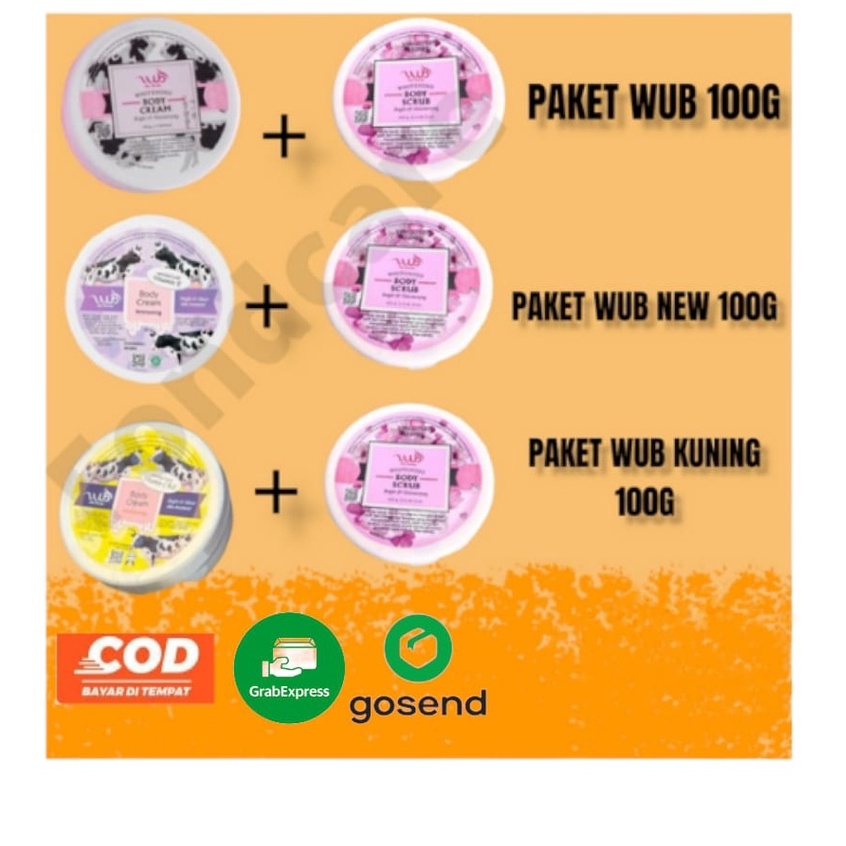 PAKET WUB SKIN BEAUTY/PROMO PAKET WUB SKIN BEAUTY BODY CREAM  NEW 100GR + WUB SKIN BEAUTY BODY SCRUB