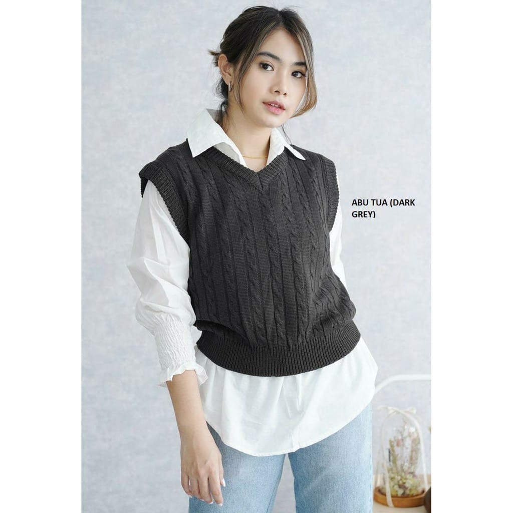 VEST CABLE SWEATER KNIT 7 GET/SWEATER BASIC RAJUT/MURAH BERKUALITAS