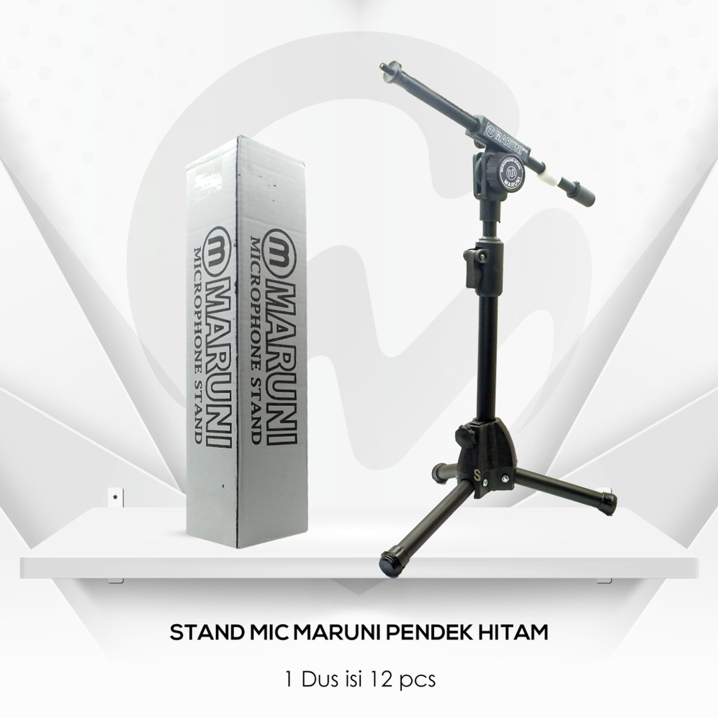 Stand Mic Maruni Pendek / Tiang Mic Pendek Hitam FREE HOLDER