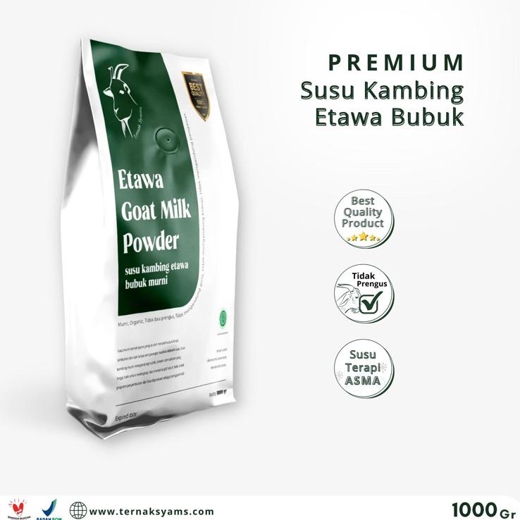 

[KODE 8IQ7D] Premium Susu Kambing Etawa Bubuk Syams 1000 gram Pure Murni Alami Organik Pasteurisasi tanpa campuran gula Original Mentah Kiloan Natural Asli 1 Kg