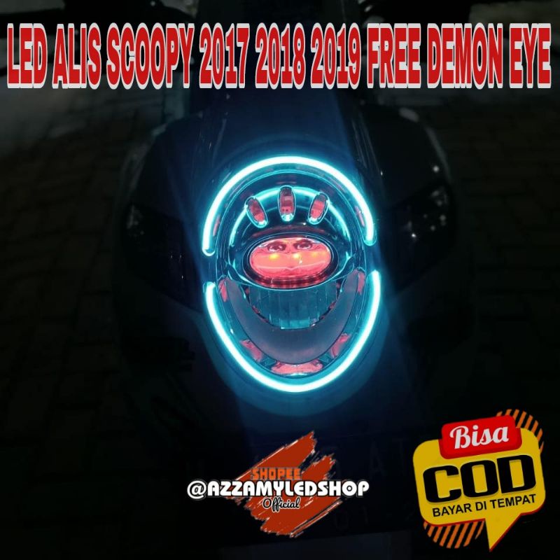 Paket lampu motor DRL alis lampu alis scoopy 2017 Scoopy 2018 Scoopy 2019 free demon eye devil eye kualitas grade A super terang